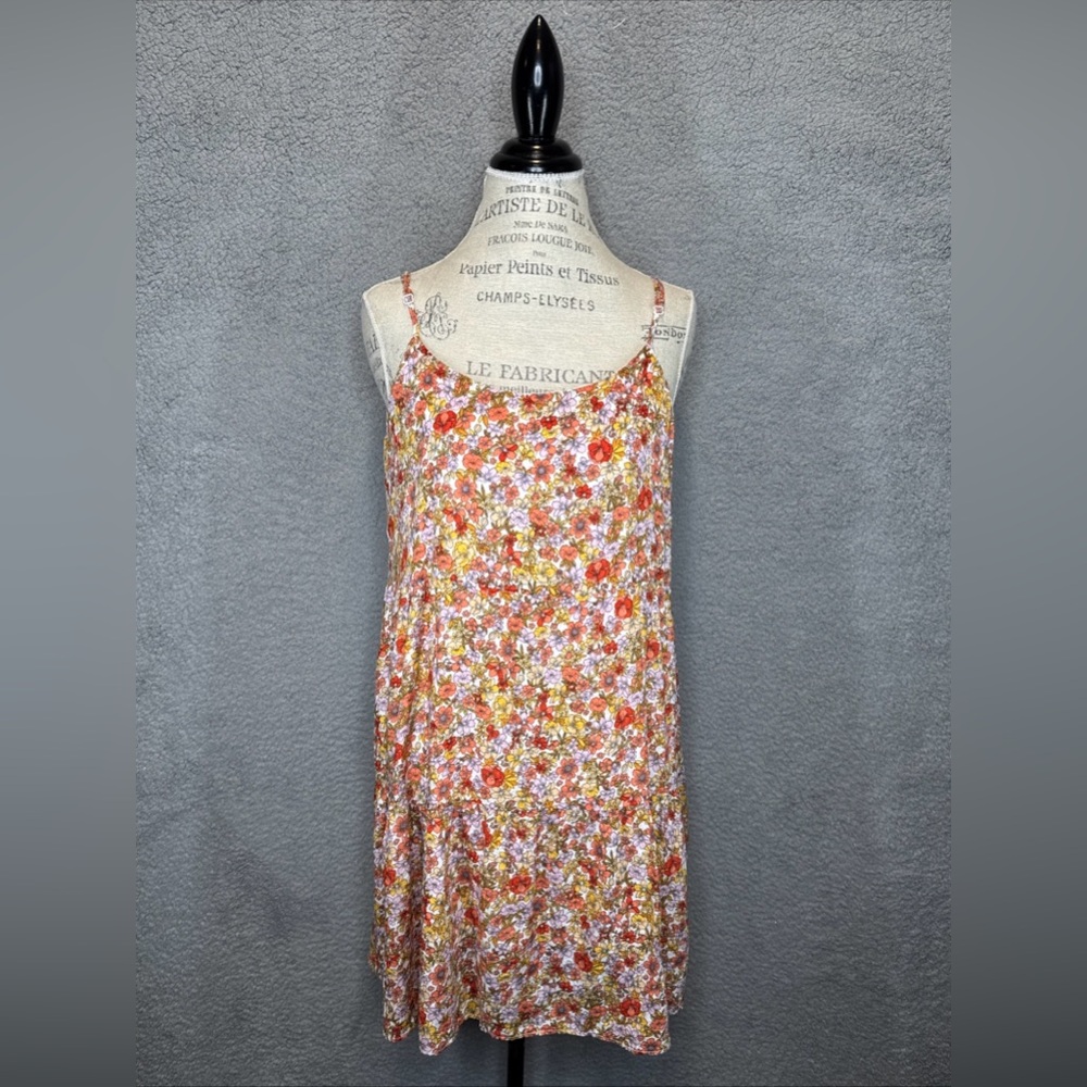 HIPPIE ROSE Womens Pink Floral Adjustable lined Pullover Midi Dress M